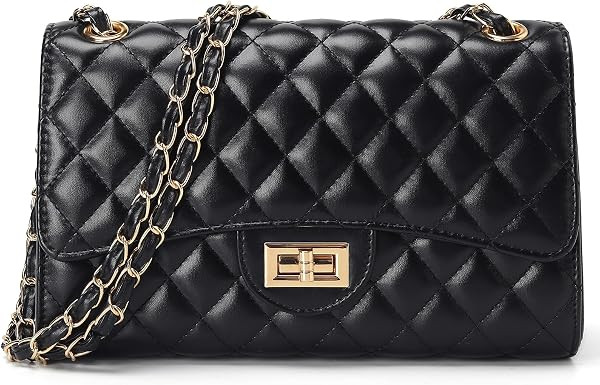 Quilted Leather Crossbody Bags for Women Trendy Ladies Shoulder Purse Satchel HandBag with Chain ... | Amazon (US)