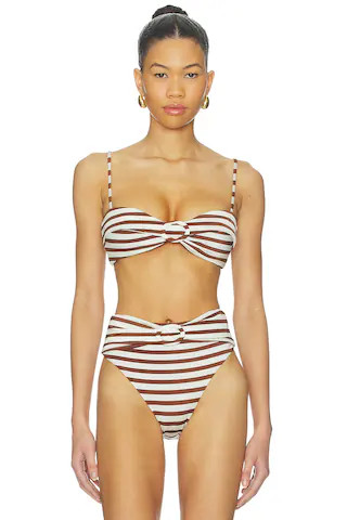 Cult Gaia Alouette Bikini Top in Small Saddle Stripe from Revolve.com | Revolve Clothing (Global)