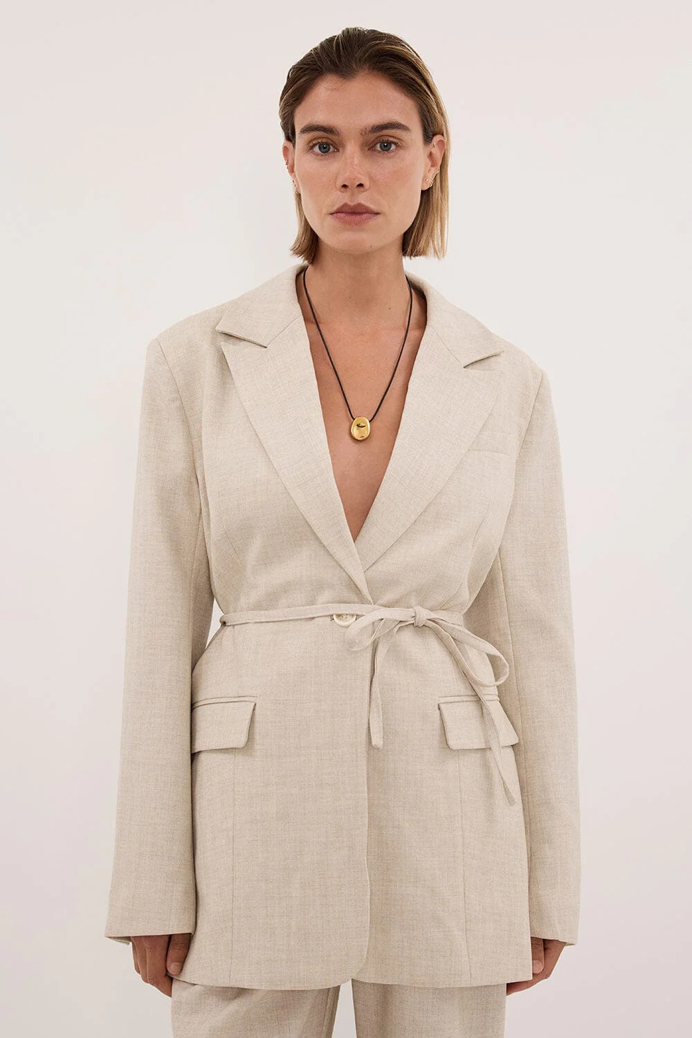 CYRUS NATURAL OVERSIZED TIE WAIST BLAZER | DISSH