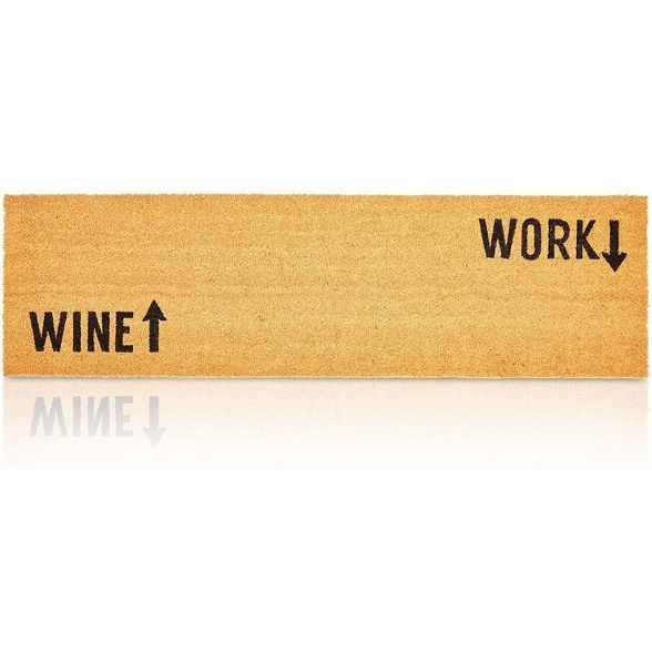 Long Entry Way Natural Coir Nonslip Doormat, Wine and Work (17 x 60 in) | Target