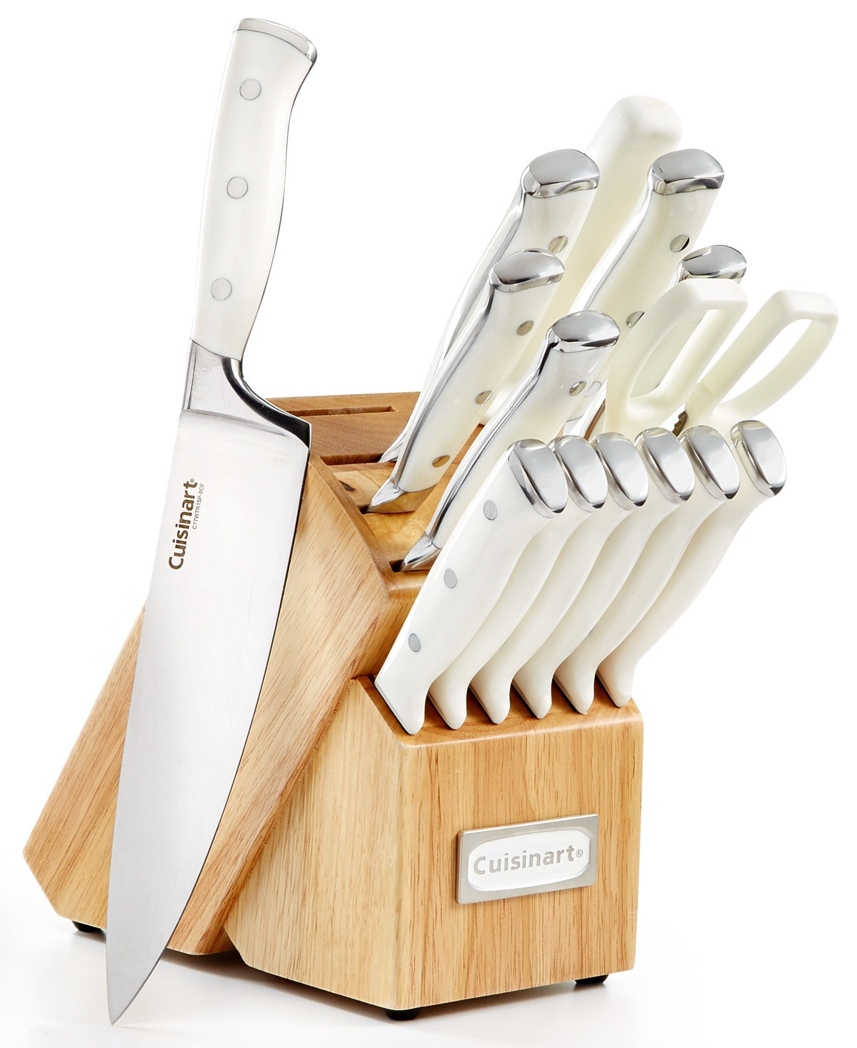 Cuisinart 15-Piece Triple Riveted Cutlery Set - White | Macy's