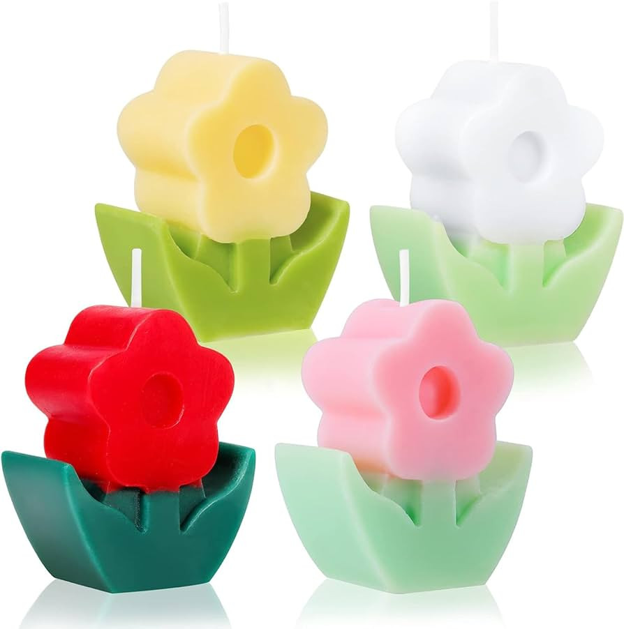 4 PCS Flower Shaped Candles,Cute Candles for Home Decor,Smokeless Scented Candle,Flower Candle De... | Amazon (US)