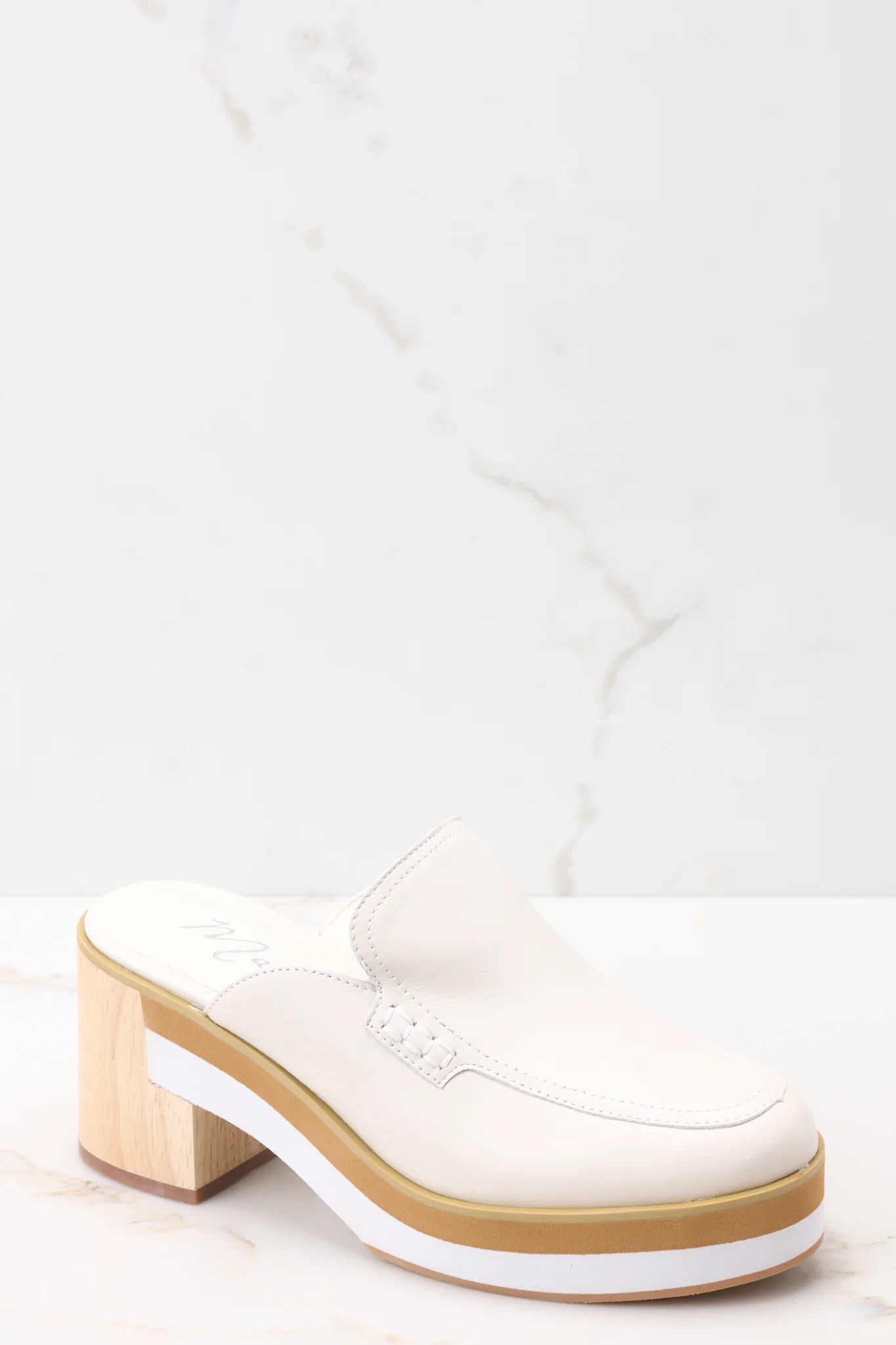 Kristy Bone Leather Loafer Mules | Red Dress 