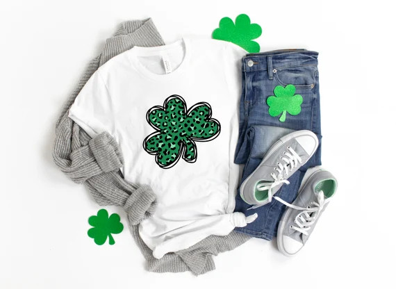 Leopard Shamrock Shirt St Patricks Day Shirt Irish Gifts  | Etsy | Etsy (US)