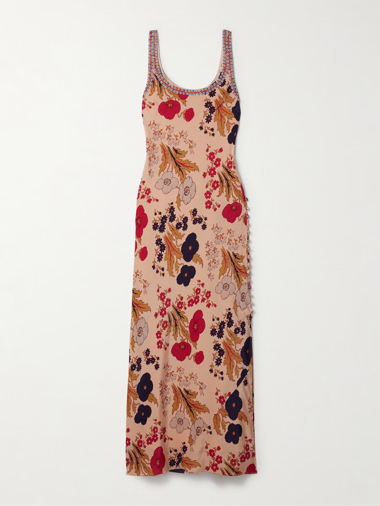 ALIX OF BOHEMIA - Adele Bead-embellished Floral-print Silk Maxi Dress - Pink | NET-A-PORTER (US)
