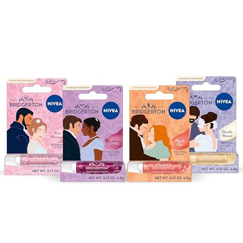 NIVEA Lip Care, Bridgerton Limited Edition Moisturizing Lip Balms with Shea Butter, Blackberry Pie, Peach Tea, Rose Meringue, and Vanilla Biscuit, Four 0.17 Oz Sticks | Amazon (US)