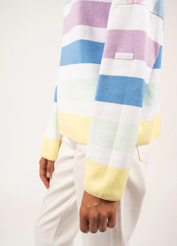 KERLOUAN - Colorful Striped Sweater with Drop-Shoulders| 100% Cotton (PASTEL CLUB) | Saint James