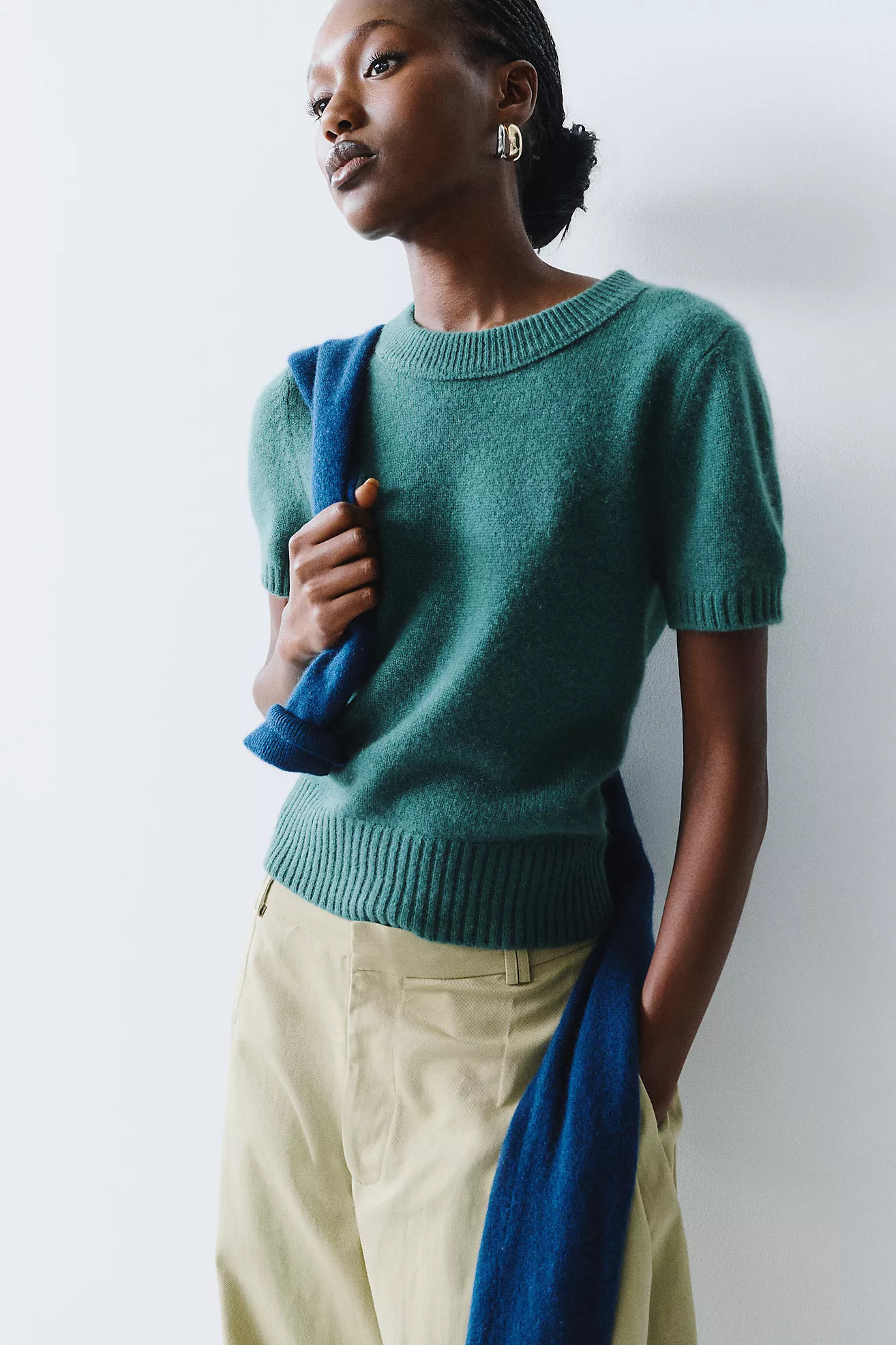 Maeve Mercer Cashmere Stretch Short Sleeve Sweater | Anthropologie (US)
