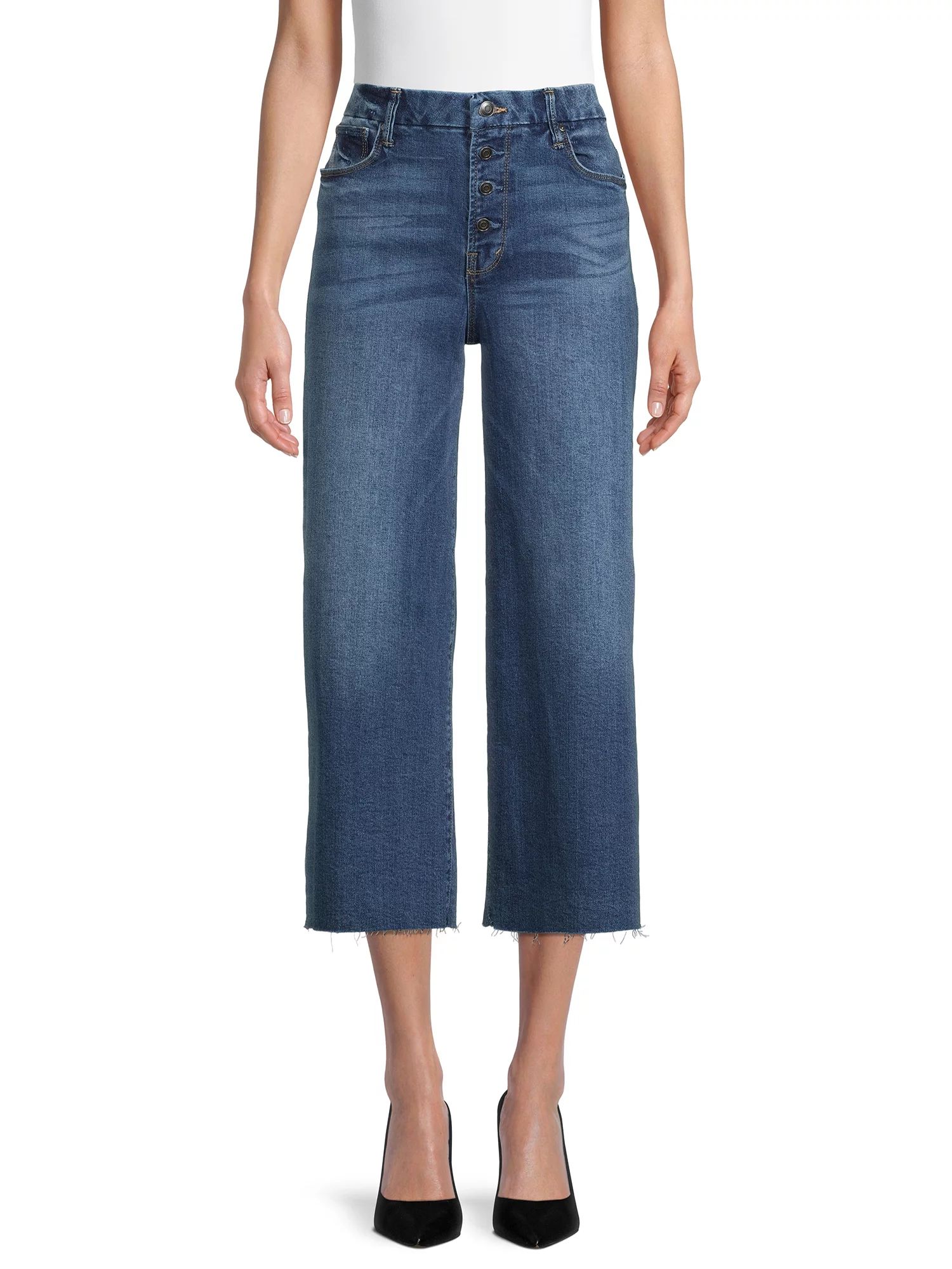 Time and Tru Women's High Rise Wide Leg Crop Jean | Walmart (US)