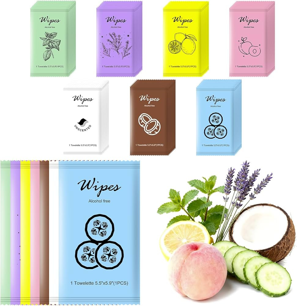 twoworld Individual Hand Wipes,Wet Wipes Individually Wrapped Bulk Cleansing Travel Size Wet Wipe... | Amazon (US)