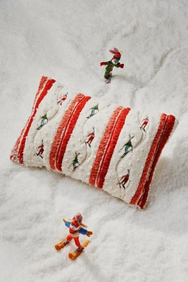 Mountain Skiers Embroidered Pillow | Anthropologie (US)