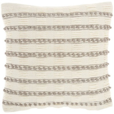 18"x18" Life Styles Woven Lines and Dots Square Throw Pillow Light Gray - Mina Victory: Handmade, Zipper Closure, Indoor Use | Target