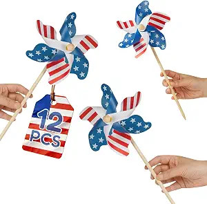 IiILittle 12 Pack Patriotic Pinwheels, No Assembly Required, American Flag Pinwheels, Wind Spinne... | Amazon (US)
