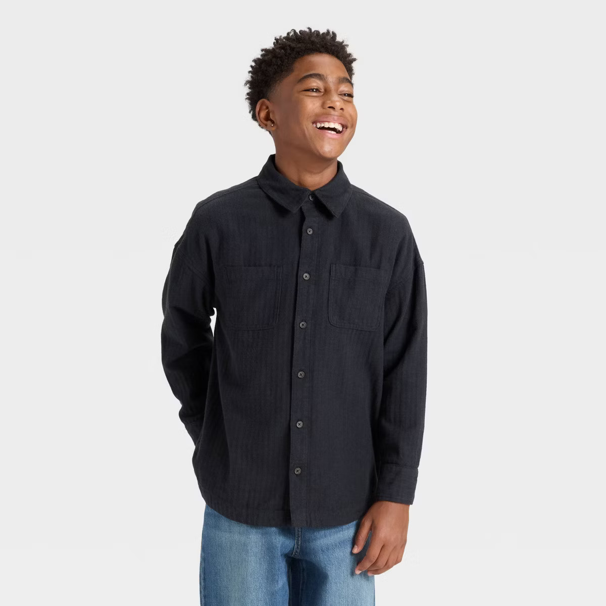 Boys' Long Sleeve Woven Button-Up Shirt - art class™ | Target