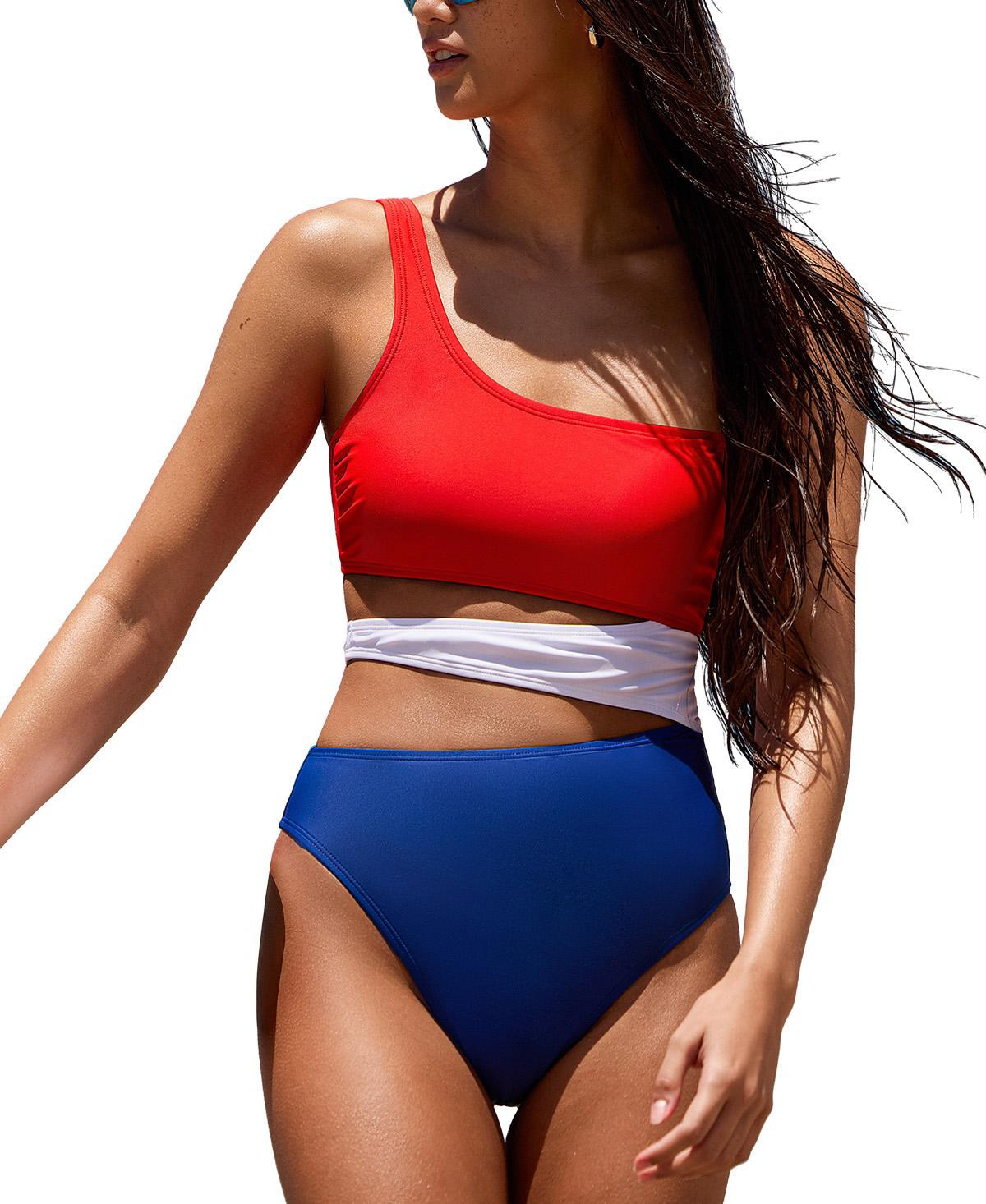 Cupshe Women's July Mood Colorblock One-Piece Swimsuit - Medium blue | Macy's