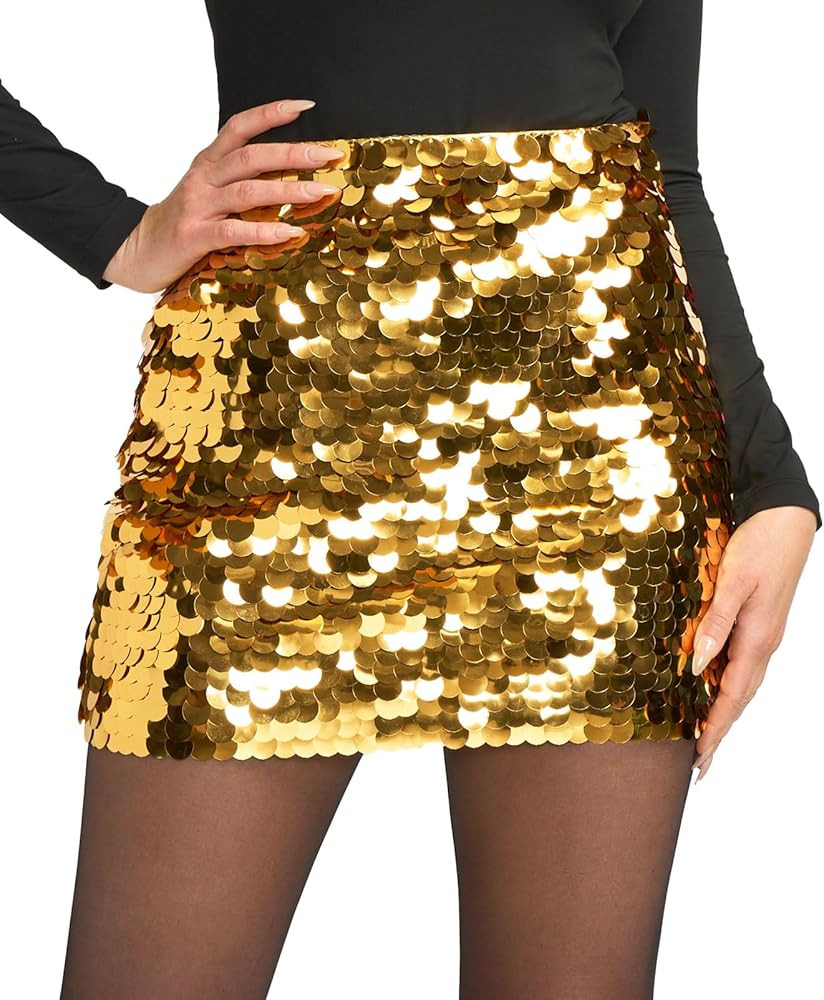 Tipsy Elves Womens Sequin Skirts Sparkly Knee Length Concert Mini Skirt Shiny Dance Club Rave Par... | Amazon (US)