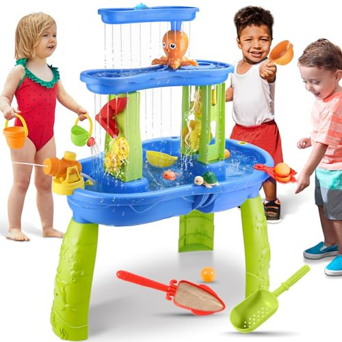 Jugana Water Table for Toddlers 1-3 - Outdoor Kids Water Table - Sand Sensory Table Beach Summer Toys Sandbox 3-Tier Activity Table Outdside Water Toys Splash Table for Toddlers 3-5 4-8 Kids | Amazon (US)