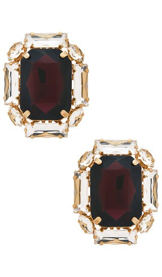 Anton Heunis Omega Clasp Square Stud in Burgundy. | Revolve Clothing (Global)