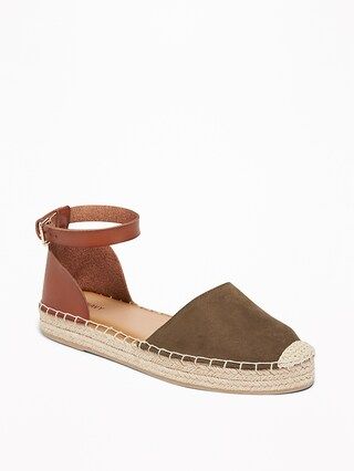 Faux-Suede/Faux-Leather Ankle-Strap Espadrilles for Women | Old Navy US