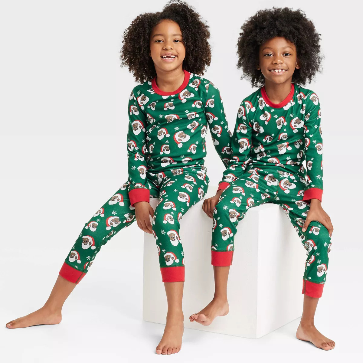 Greentop Gifts Kids' Santa Print Matching Family Pajama Set - Green | Target