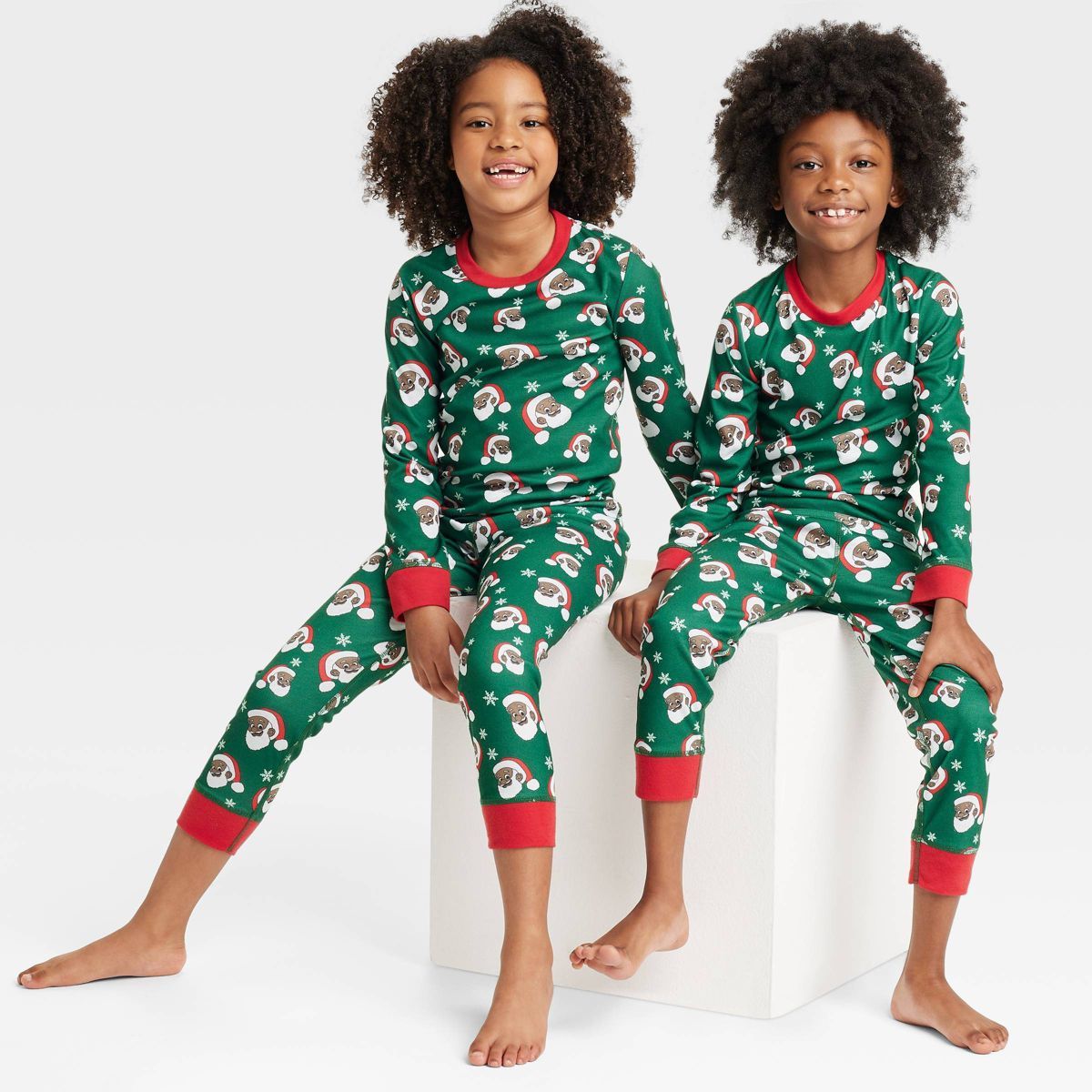 Greentop Gifts Kids' Santa Print Matching Family Pajama Set - Green | Target