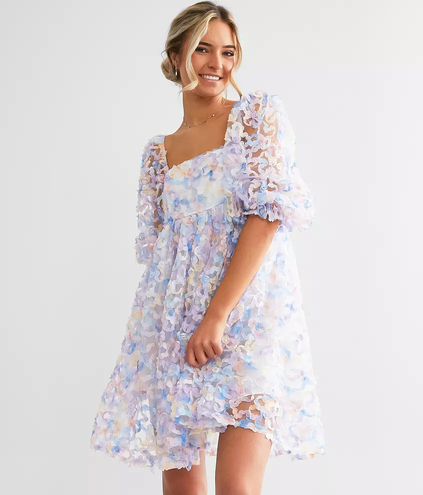 Storia 3D Floral Empire Mini Dress | Buckle