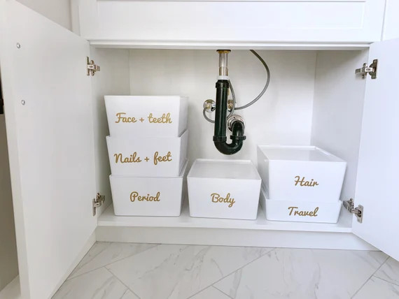 Custom Bathroom Storage Labels, Storage Bins, Kitchen Labels, Linen Closet, Craft Labels, Custom ... | Etsy (US)