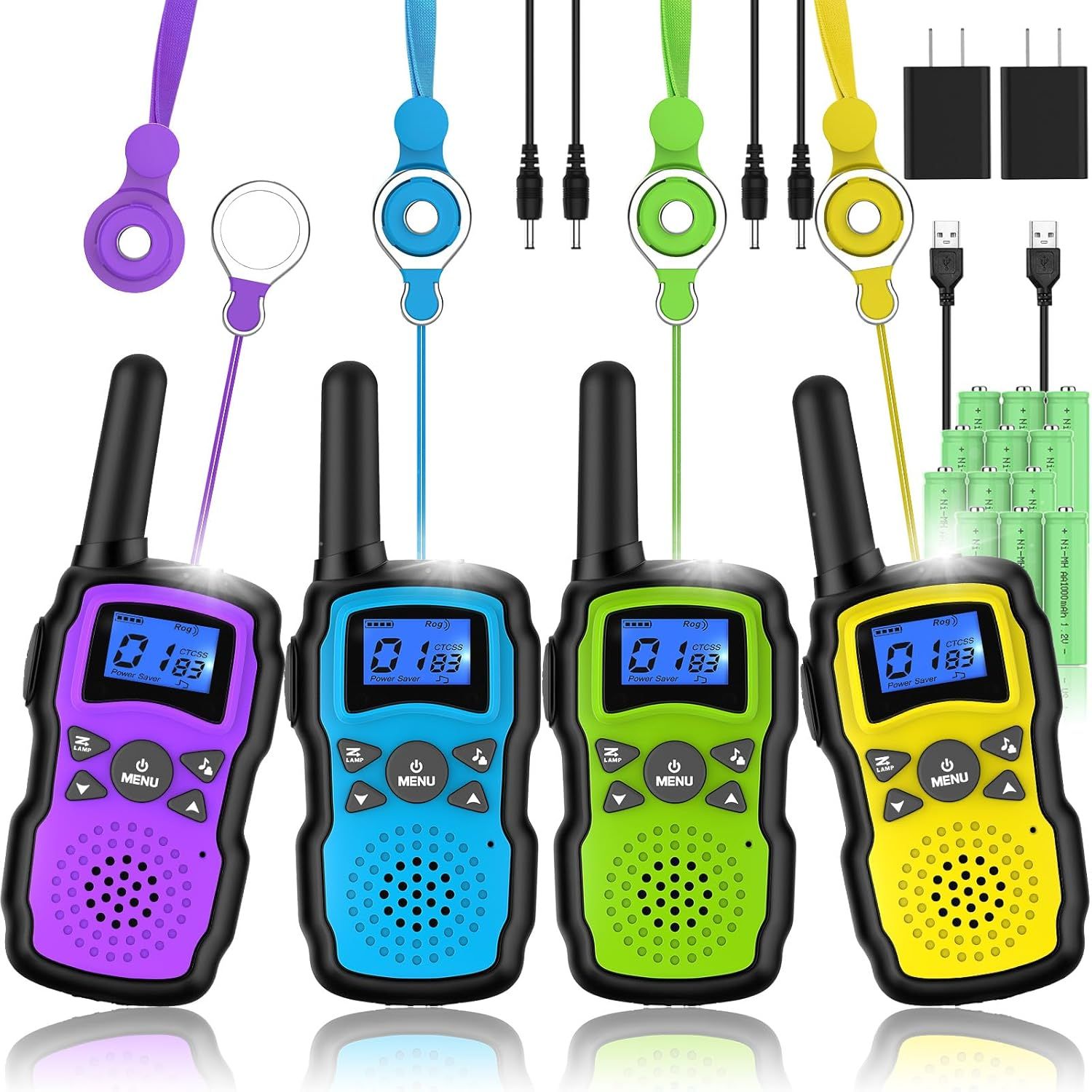 Wishouse Walkie Talkies for Kids Adults Rechargeable Long Range 4 Pack with 2 USB Chargers 12 Bat... | Amazon (US)