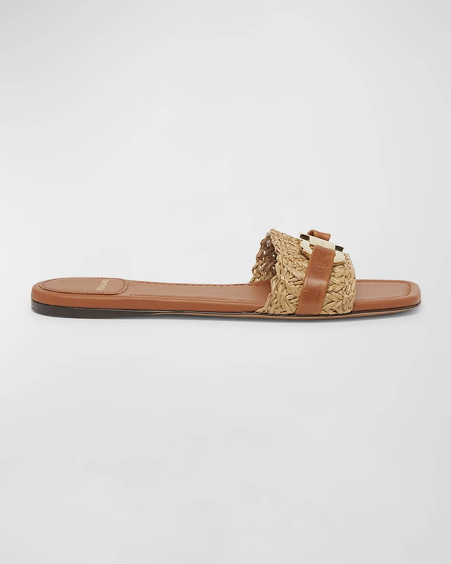 Leah Woven Bit Strap Slide Sandals | Neiman Marcus