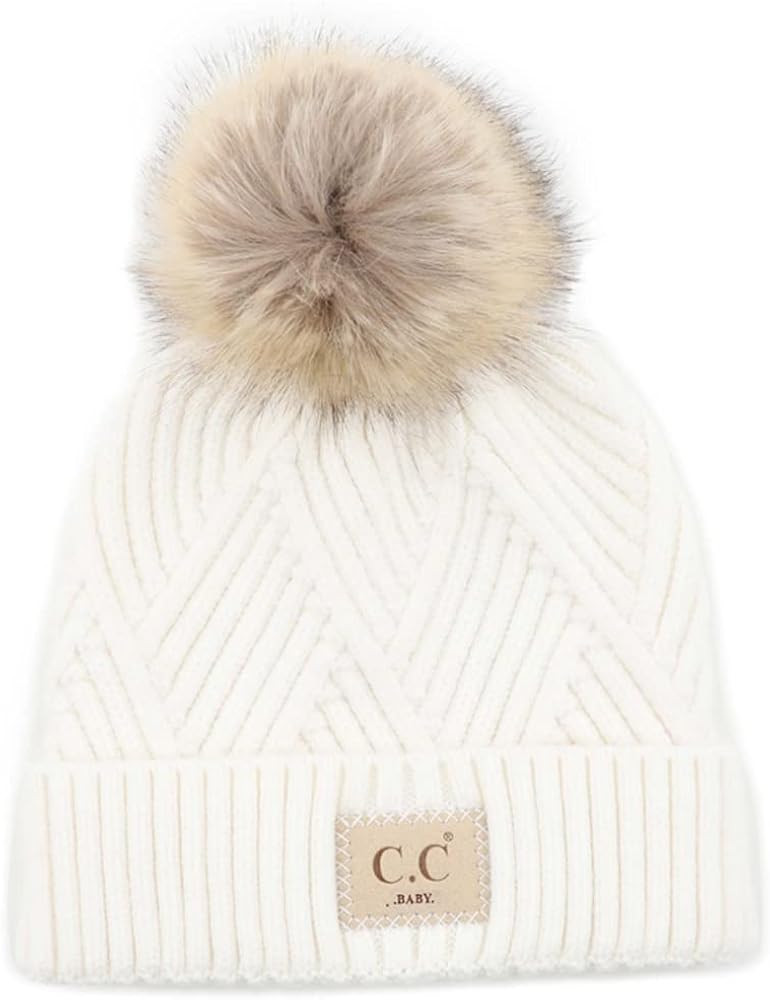 Funky Junque Exclusives Baby Infant Beanie Knit Warm Winter Pom Pom Skull Cap Hat | Amazon (US)