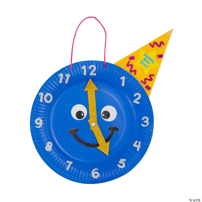 Paper Plate New Year Clock Sign Craft Kit - Makes 12 | Oriental Trading Company