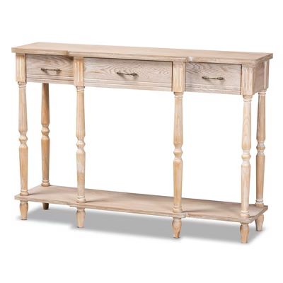 Hallan Wood 3 Drawer Console Table Oak Brown - Baxton Studio | Target