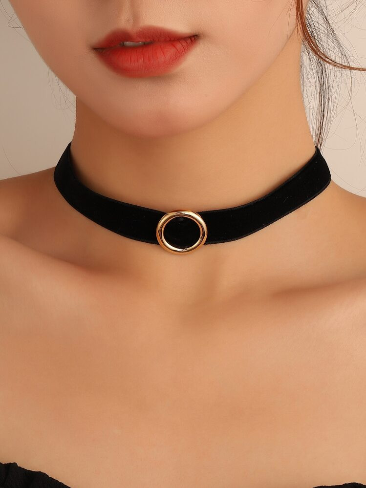 1pc Sexy Geometric Circle Velvet Choker Necklace Suitable For Women's Daily Wear In Autumn And Winter | SHEIN