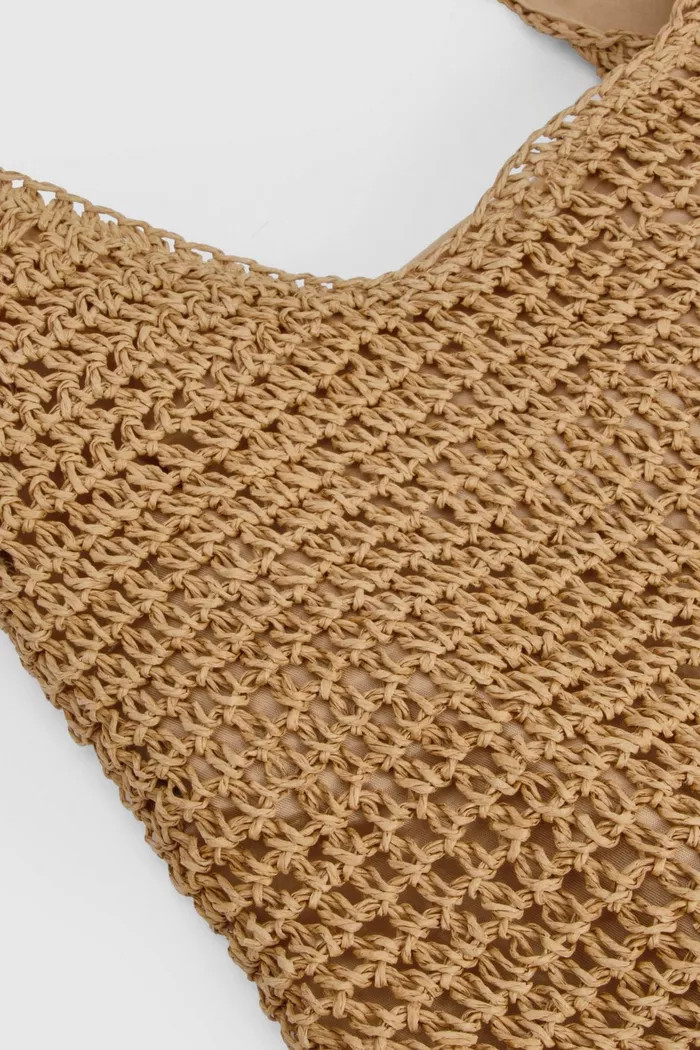 Slouchy Raffia Shoulder Bag | Boohoo.com (UK & IE)