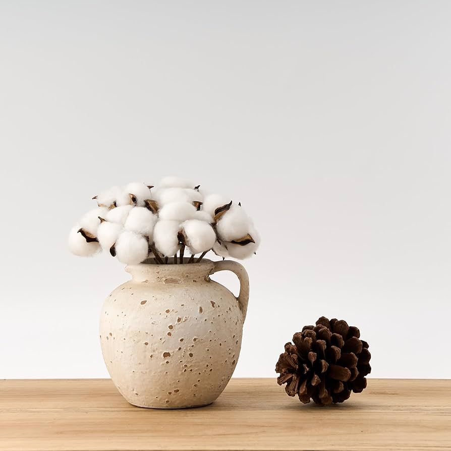 LUKA Ceramic Rustic Farmhouse Vase,6 inch Terracotta Vase with Handle,Neutral Clay Pot Vases Deco... | Amazon (US)