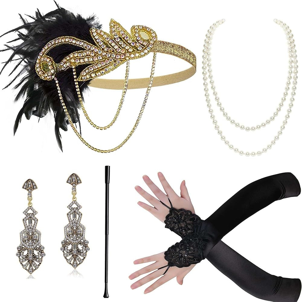 BABEYOND 1920s Flapper Accessories Gatsby Costume Accessories Set 20s Flapper Headband Pearl Neck... | Amazon (US)