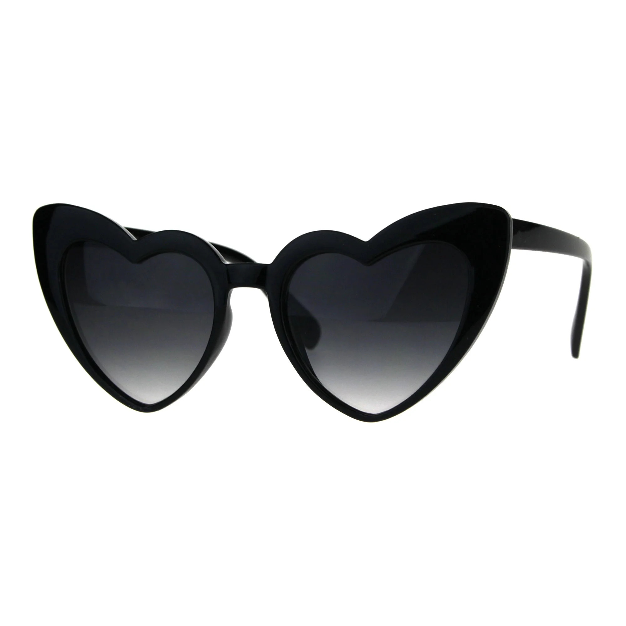 Oversize Heart Shape Cat Eye Retro Womens Plastic Sunglasses Black | Walmart (US)