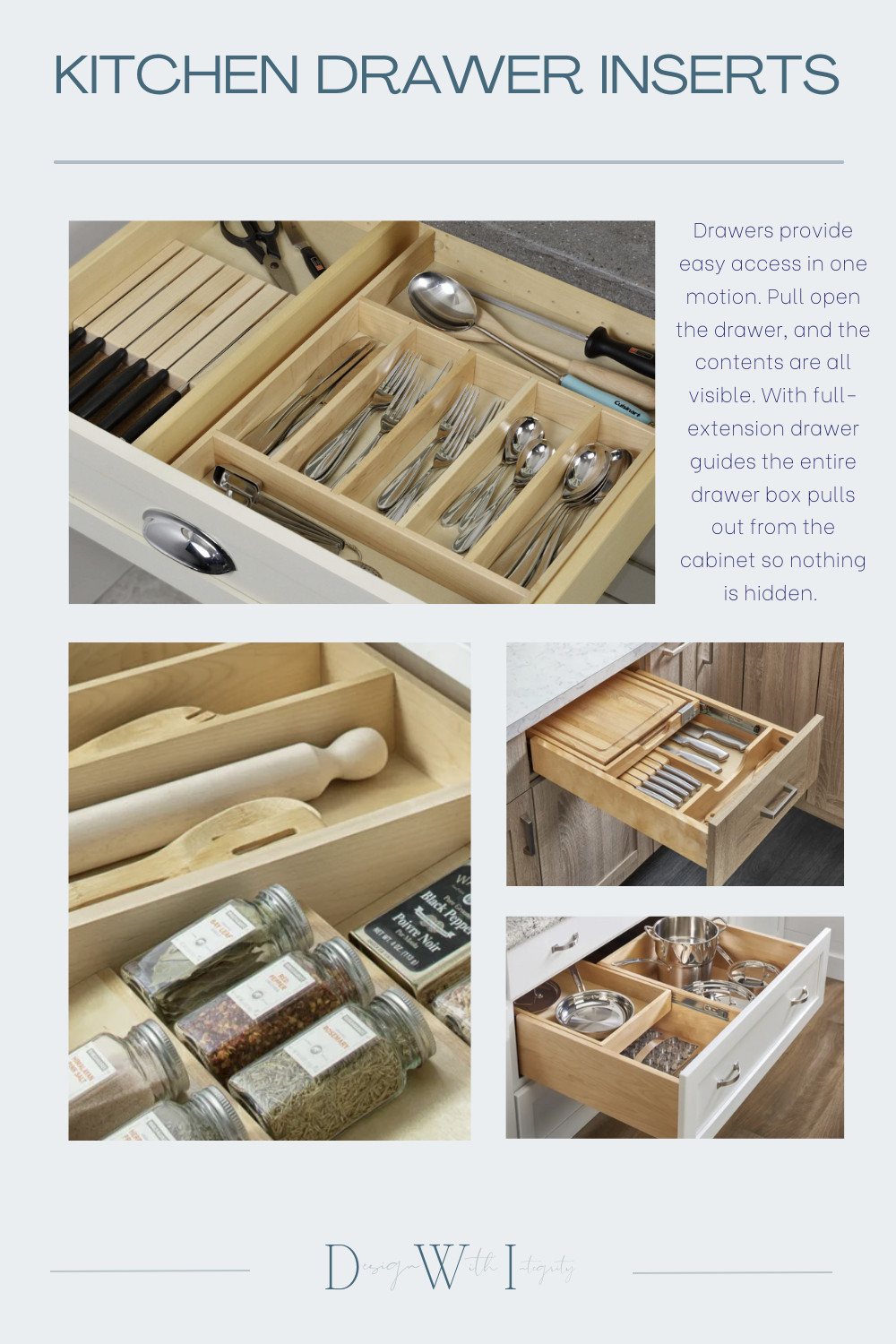 From cutlery to knives and everything in between, the right drawer inserts can completely transform your kitchen's functionality. This collection of kitchen drawer organizer options shows how smart cabinet design helps reduce clutter and elevate your everyday cooking experience.

Planning a remodel or just ready to upgrade your storage game? These custom drawer solutions are a must-have.

#KitchenDesign #CabinetOrganization #KitchenStorage #KitchenRemodel #DrawerInserts #CutleryDrawer #CustomCabinetry #KitchenInspo #RemodelTips #SmartKitchenDesign 

 

#LTKHome