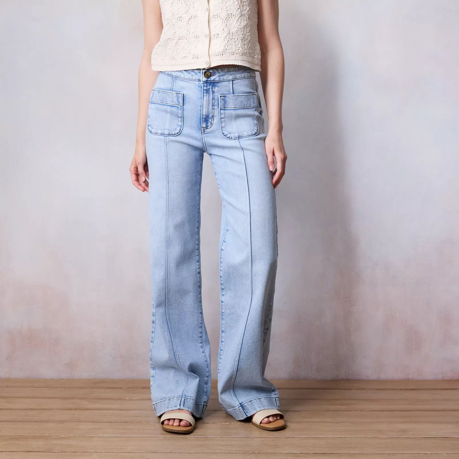 Women's LC Lauren Conrad Super High-Waisted Wide Leg Trouser Jeans | Kohl's