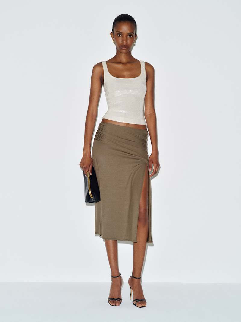 Reformation Sadie Knit Skirt Brown XS | Reformation (Global)