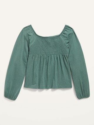 Smocked Jersey Long-Sleeve Top for Girls | Old Navy (US)