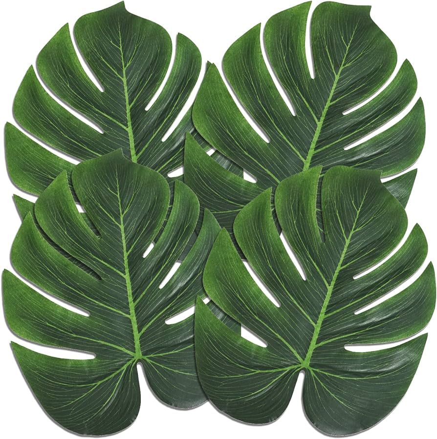 CEWOR Artificial Large Palm Leaves, 35 Pieces Faux Tropical Monstera Leaves for Table and Wall De... | Amazon (US)