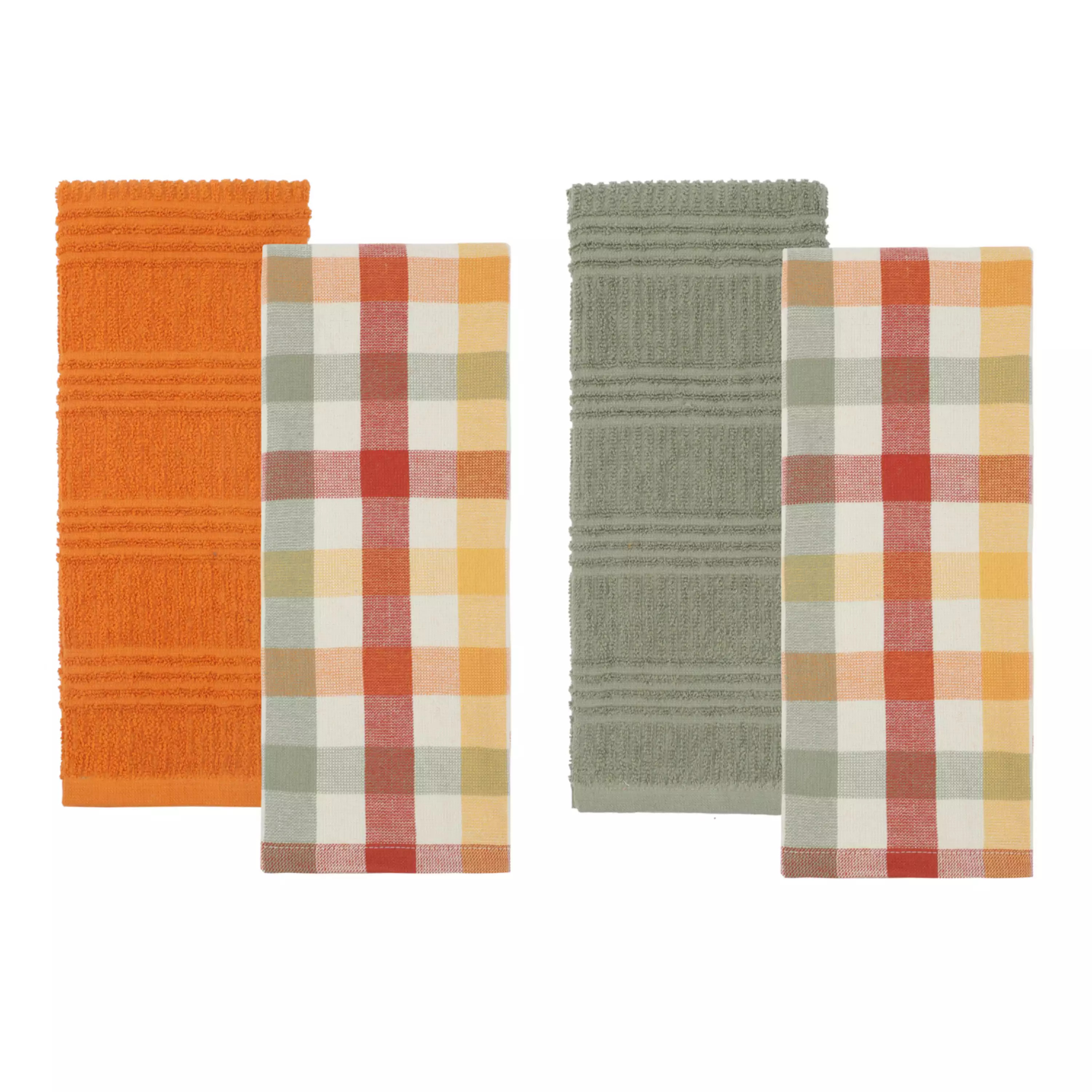 Celebrate Together™ Fall Gingham & Solids 4-Pack Kitchen Towels | Kohl's