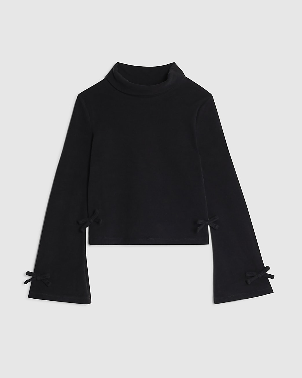 Girls Black Bow Cosy Top | River Island UK & IE
