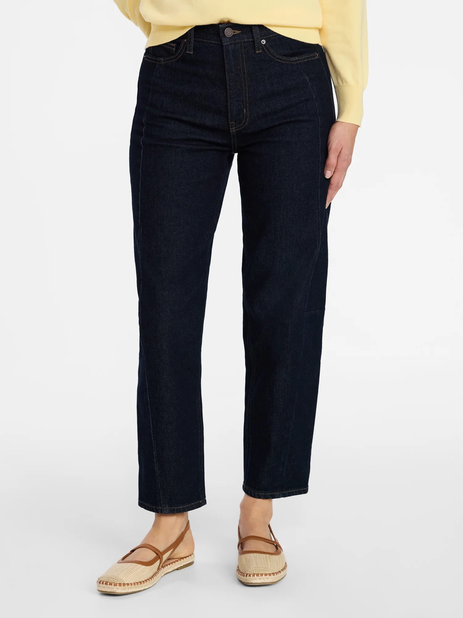 Time and Tru Women's High Rise Barrel Jeans, 28" Inseam, Sizes 0-20 | Walmart (US)