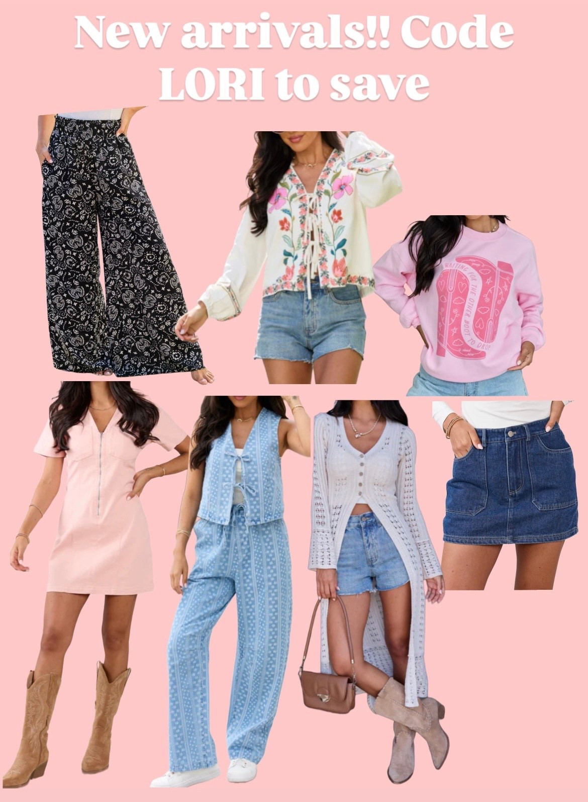 Code LORI to save on these super cute new arrivals. Loving the denim skort, embroidered tie top, and crochet kimono!

#LTKSaleAlert #LTKootd #LTKSeasonal