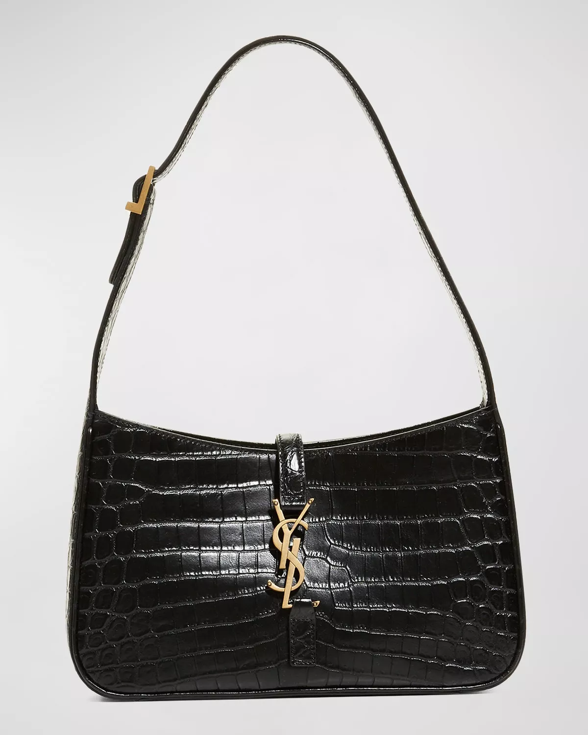 Saint Laurent 90s YSL Croc-Embossed Hobo Bag