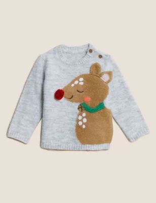 Reindeer Knitted Jumper (0-3 Yrs) | Marks & Spencer (UK)