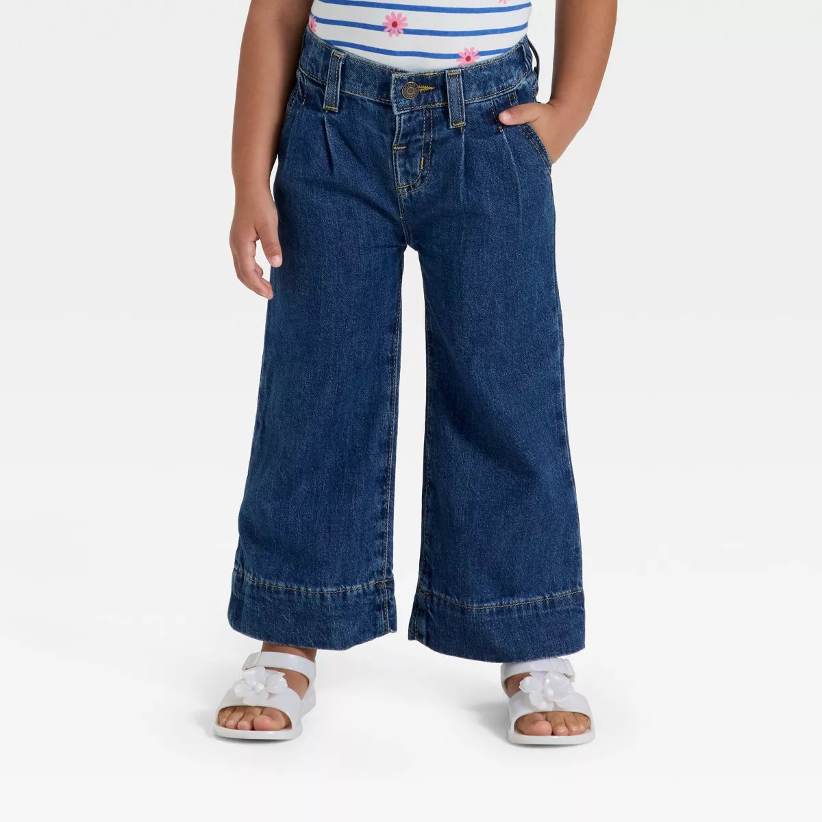 Toddler Girls' Pleated Denim Pants - Cat & Jack™ Dark Wash | Target