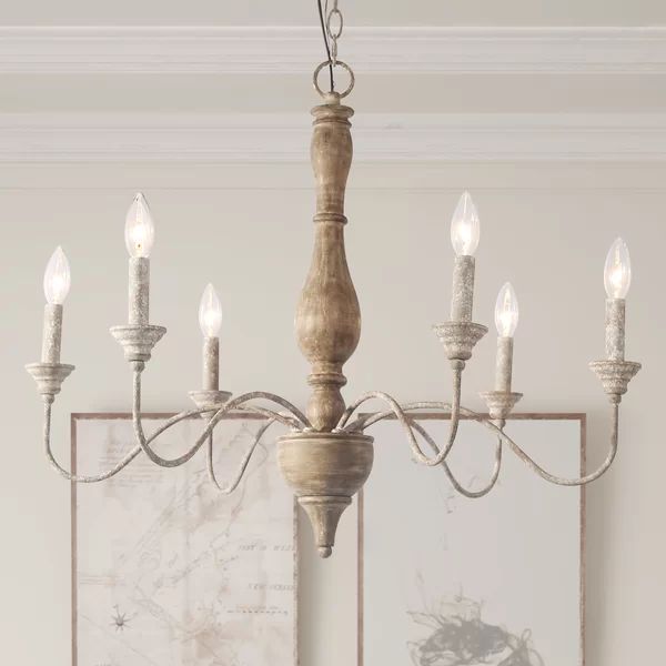 Tacoma 6 - Light Candle Style Classic / Traditional Chandelier with Wood Accents | Wayfair North America